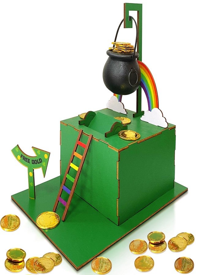 Bailiyake St. Patrick's Day Wood DIY Leprechaun Trap Kit St Patricks Day Party Decorations DIY to Catch a Leprechaun Trap Wood Craft Set for Classroom Home Rainbow Irish Shamrock Party Supplies - Image 1